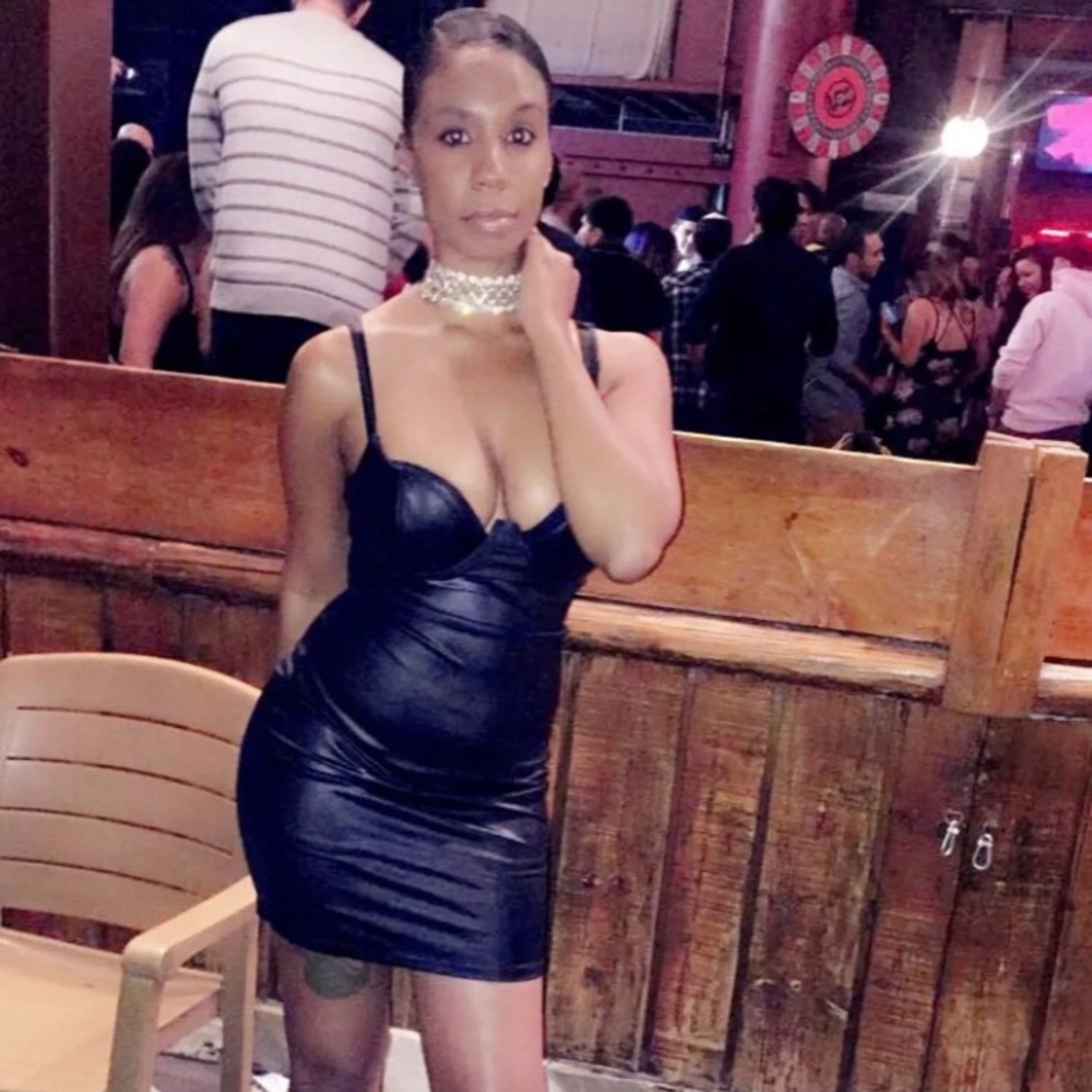 Sexy black leather dress